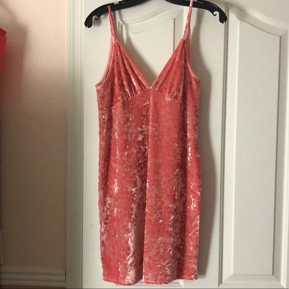 Pink velvet mini dress